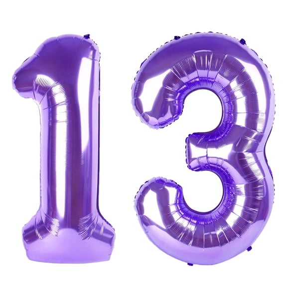 Globo digital Kelfuoya número 13 de 40 cm, color morado, para fiesta