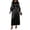 #0006-Black, variant on Uootdi Womens Satin Dresses Long Puff Sleeve Round Neck Pleated Maxi Dresses Formal Dresses Elegant Evening Style Gift