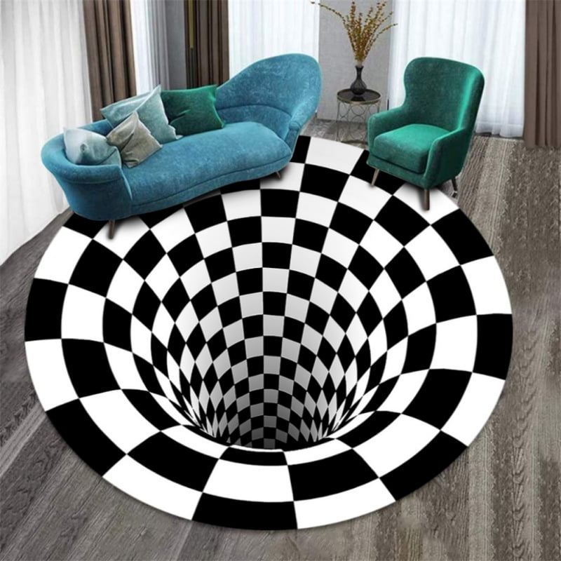 Custom Fashion Home Decor Beach Spiral Carpet Room Floor Rug Yoga Mat Non-Slip 