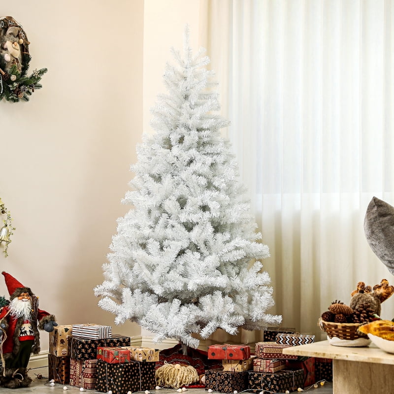 Alvantor Christmas Tree Unlit Artificial with 1000 Tips & Steel Stand 43.3"x43.3"x72" 6ft White