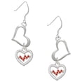 thumbnail image 1 of Delight Jewelry Heart with Red Crystal Heartbeat Open Heart French Earrings, 1 of 4