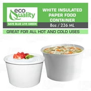 EcoQuality [25 Count] 8 oz Disposable White Paper Soup Containers - Half Pint Ice Cream Containers, Frozen Yogurt Cups, Restaurant, Microwavable, Take Out, to Go Deli Containers, Recyclable