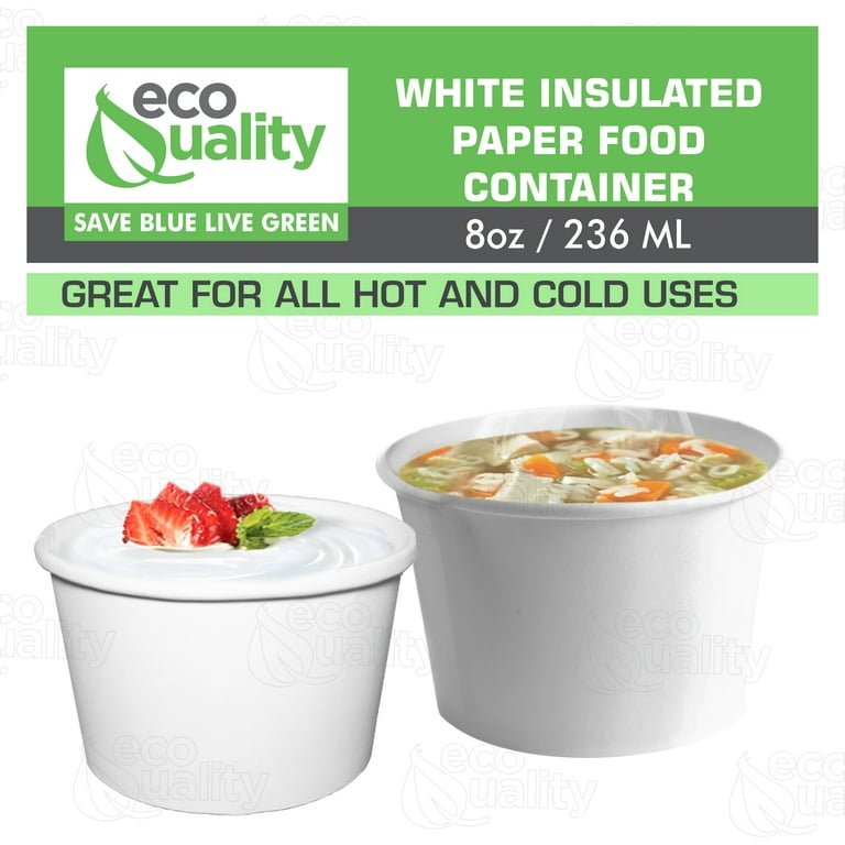 Disposable White Paper Soup Container with Lids Combo - Half Pint Ice  Cream, Frozen Yogurt Cup, Restaurant, Microwavable, Take Out, Recyclable  [25