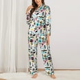 thumbnail image 2 of Honeii Dinosaur print Women's Pajama Sets Long Sleeve Button Down Sleepwear Nightwear Soft Pjs Lounge Sets-X-Large, 2 of 7