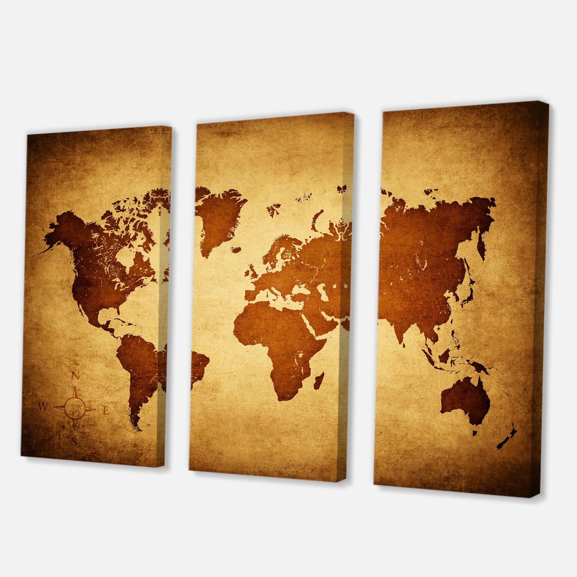 Designart ' Ancient World Map VI ' Vintage Canvas Wall Art Print