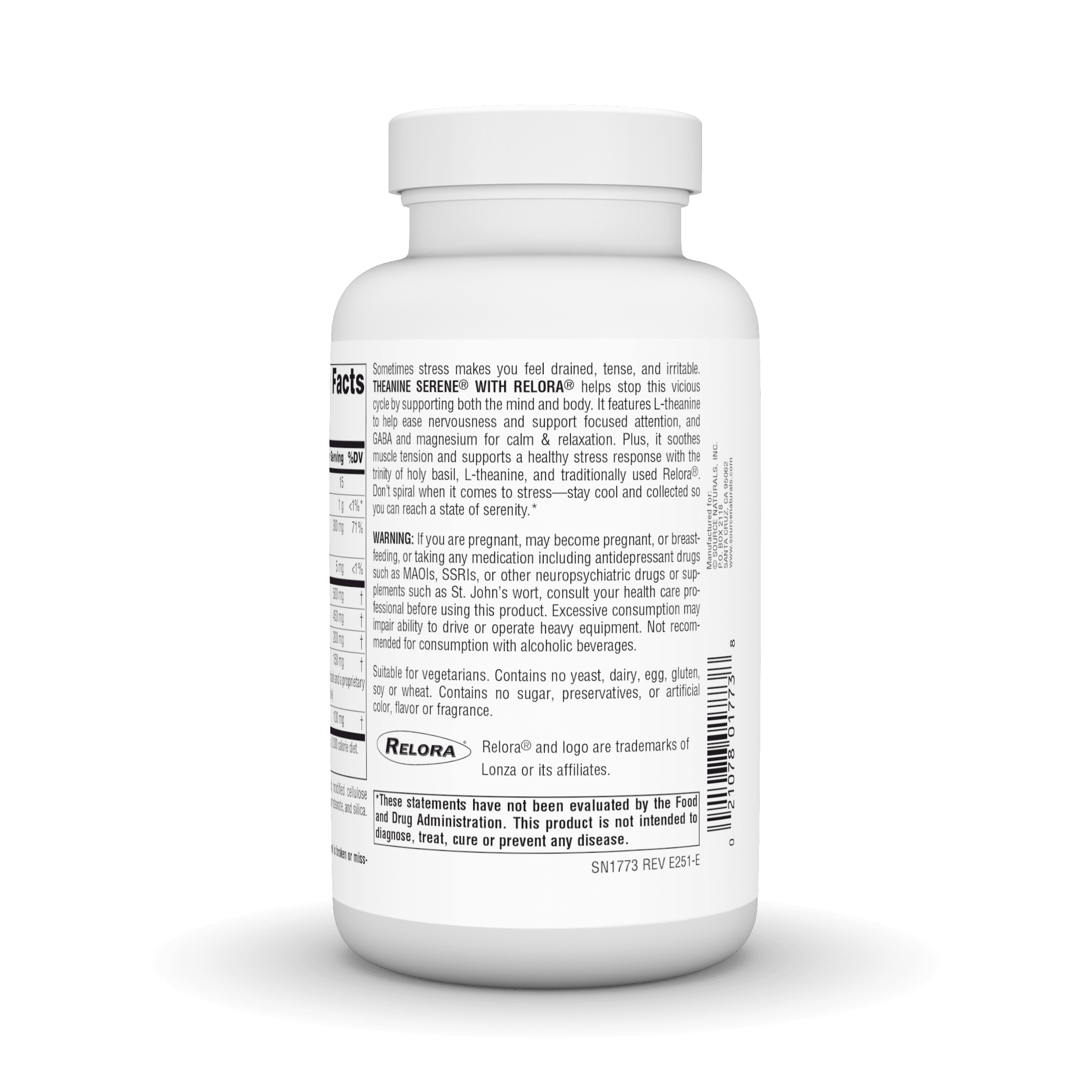Source Naturals Serene Science Theanine Serene Tablets for Supplementation, 120 Count