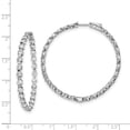 thumbnail image 2 of 925 Sterling Silver Polished Prong set Hinged hoop Safety clasp Cubic Zirconia Round Hoop Earrings 45x45mm Wide 4mm Thic, 2 of 2