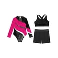 thumbnail image 4 of Miutii Kids Girls Gymnastics Leotard Ballet Dance Athletic Biketard Bodysuit Vest with Shorts 3Pcs Set Dancewear Hot Pink 10, 4 of 5