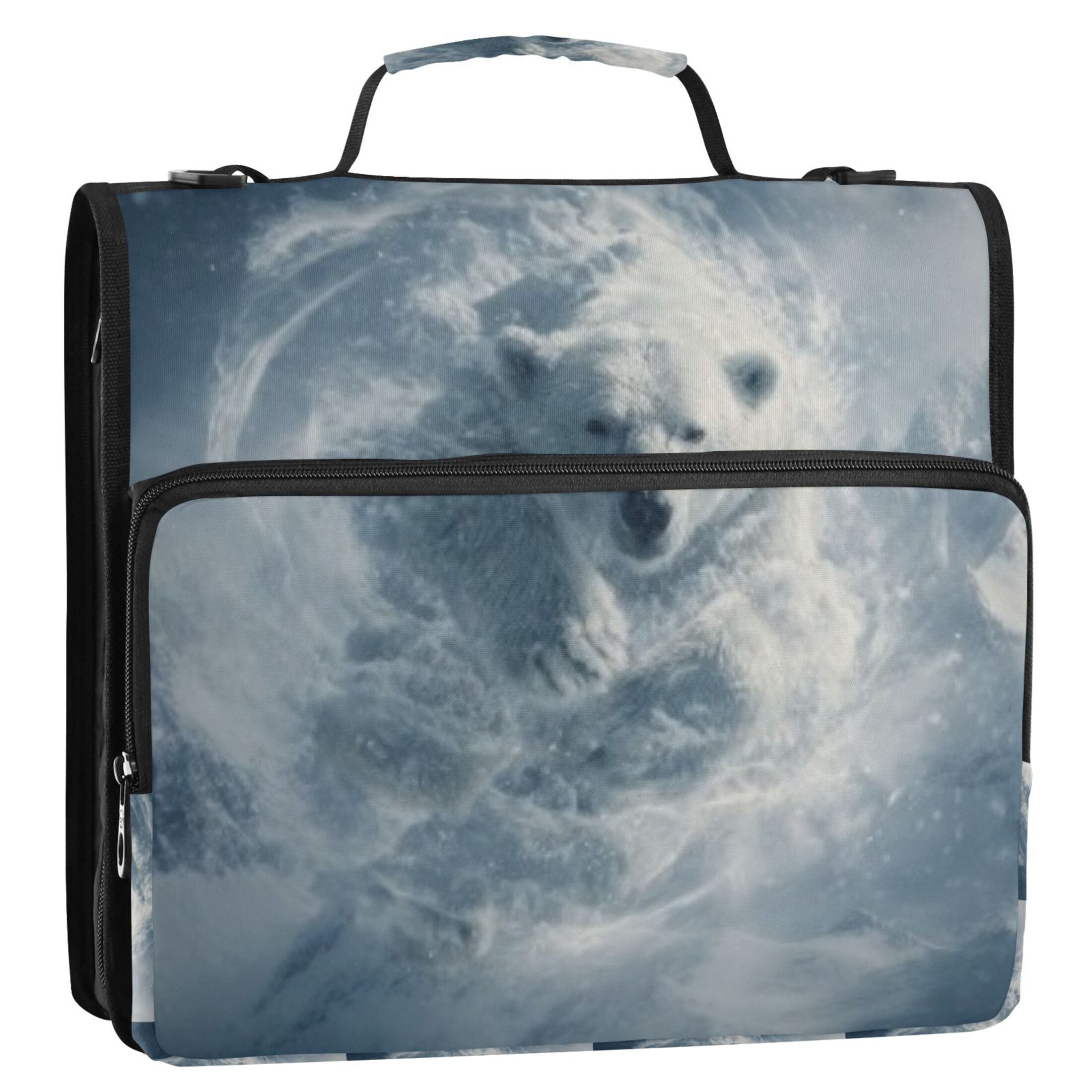 DIXRUYEE Zipper Binder trapper keeper Documents Organized Swirl Polar Bear Printed