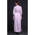 thumbnail image 3 of Bimba Rayon Leaves Block Printed Gown Kimono Sleeves Summer Long Maxi SlitDress-Large, 3 of 6