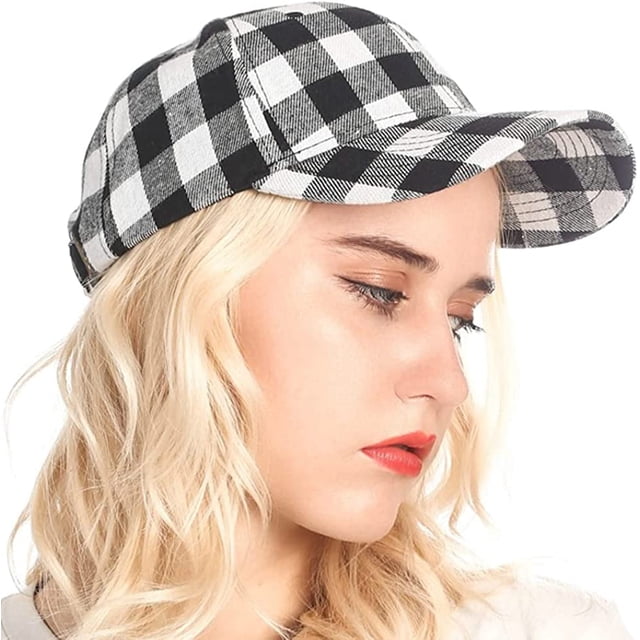 LinYooLi Fashion Leisure Grid Baseball Cap for Women Men Soft Breathable Retro Hats Skullcap Lightweight Adjustable
