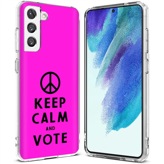 TalkingCase Slim Case Compatible for Samsung Galaxy S21 FE 5G (Fan Edition), Keep Calm and Vote Print, Lightweight, Flexible, Soft, USA