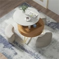 thumbnail image 4 of Magic Home Modern Round Coffee Table with Storage,Lift-Top Coffee Table Nesting Sofa Table with 3 Stools Space-Saving Multiple Purpose,White, 4 of 10