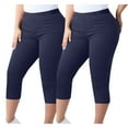 thumbnail image 4 of 2-Pack Womens Plus Size Capris Workout Jeggings for Woman Stretch High Waist Yoga Capri Leggings(5XL, Dark Blue), 4 of 7