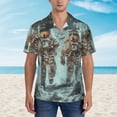 thumbnail image 2 of Susaid Astronauts On Lunar Mission Print Short Sleeve Shirts Button Down Casual Shirts Summer Beach Aloha Button Down Short Sleeve for Men ,Small, 2 of 7