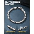 thumbnail image 6 of PROSTEEL Men Bracelet 6MM Stainless Steel Flat Box Chain Silver Stylish Wrist Link Bracelet for Women Birthday Valentines Day Gift 7.9 Inch 20CM, 6 of 8