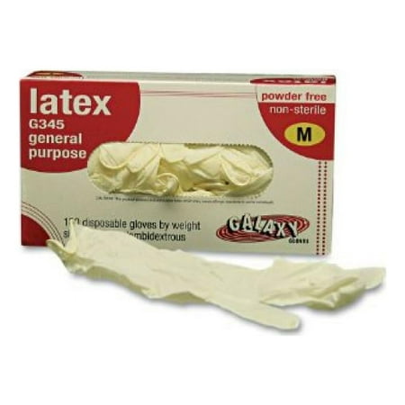 Boardwalk 345MBX General-Purpose Latex Gloves, Powder-Free, 4.4 mil, Medium, Natural (Box of 100)