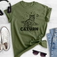 thumbnail image 2 of Caturn Shirt, Unisex Women's Men's Shirt, Cat T-shirt, Kitten Shirt, Cat Lover Shirt, Heather Military Green, XX-Large, 2 of 6