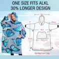 thumbnail image 4 of Oversized Wearable Blanket Hoodie,Blue Butterfly Group Pattern Sherpa Blanket Hoodie with Super Pockets,Super Warm Fuzzy Pullover for Women & Men, 4 of 6
