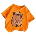 thumbnail image 1 of Tee Shirt Enfant Été Manches Courtes T-Shirt Col Rond Imprimé Haut Quotidien Tee Filles T-Shirts Orange 4 Ans-6 Ans, 1 of 4