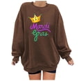 thumbnail image 2 of Rciityk Coffee Women's Long Sleeve Drop Shoulder Sweatshirts Crew Neck Mardi Gras Print Pullover Top Fall Casual Loose Comfy Blouse - Fall Savings Clearance, 2 of 4