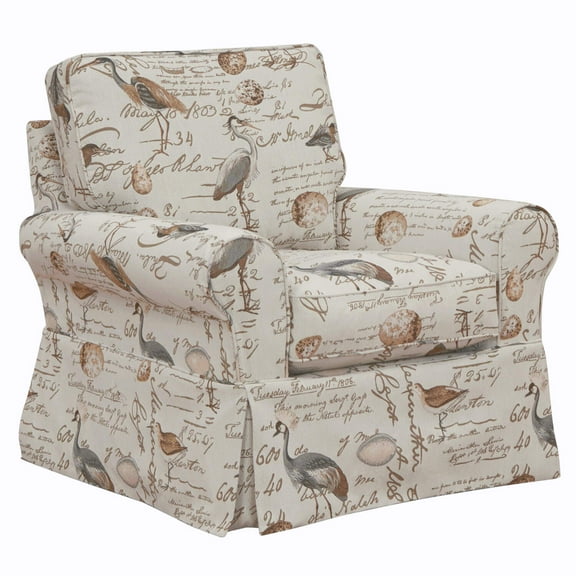 Sunset Trading Horizon Fabric Slipcovered Swivel Rocking Chair in Cream