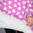 thumbnail image 3 of Oversized Wearable Blanket Hoodie,Cute Halloween Ghosts Pattern Sherpa Blanket Hoodie with Super Pockets,Super Warm Fuzzy Pullover for Women & Men, 3 of 6