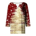 thumbnail image 3 of Women’s Christmas V-Neck Shirt Long Sleeve Holiday Xmas Tree and Stars Print Casual Loose Fit Fall Winter Top, 3 of 4
