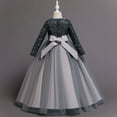 thumbnail image 4 of Esaierr Toddler Kids Flower Girl Dress 4-12Y Kids Long Sleeves Christmas Birthday Party Dresses Sequined Pageant Ball Gown Bow Princess Dress Wedding Dress Mother of the Bride Big Girl Dresses, 4 of 7