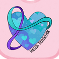thumbnail image 4 of Inktastic Suicide Prevention Awareness Purple and Teal Heart Ribbon Boys or Girls Baby Bib, 4 of 4