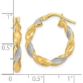 thumbnail image 4 of 14K Yellow Gold & White Rhodium Polished & Textured Twist Hoop Earrings - 22.15mm- Made In Italy, 4 of 6