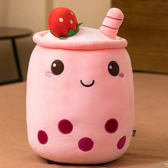 Artificial fruit bubble tea cup pink 35cm