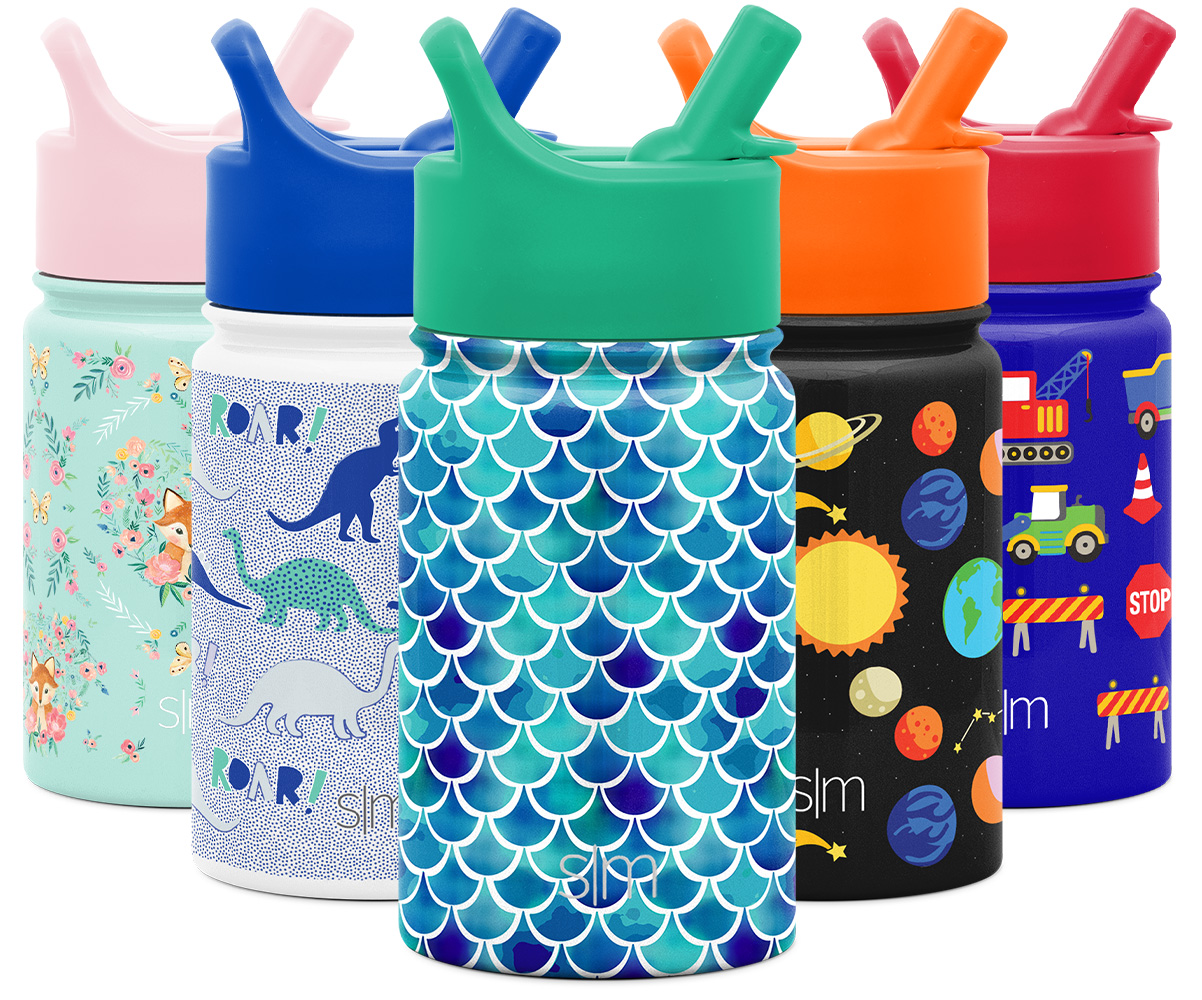 Simple Modern 10oz Summit Kids Water Bottle Thermos with Straw Lid Happy Mermaids Dishwasher Safe Vacuum Insulated Double Wall Tumbler Travel Cup 18/8 Stainless Steel 