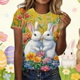 thumbnail image 2 of Plus Size T-shirts Womens Easter Day Graphic Tee Cute Bunny & Eggs Printed Short Sleeve Crewneck Holiday Tops (XL, Multicolor), 2 of 5