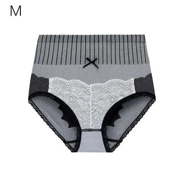 Ropa interior de mujer Abdomen Braguitas breves elásticas Calzoncillos de entrepierna sin costuras de cintura alta, Gris, M sidaley AP000977-01