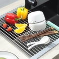 thumbnail image 6 of Roll Up Dish Drying Rack,Over-The-Sink Silicone Wrapped 304 Stainless Steel Roll-Up Foldable Dish Drying Rack,18 stainless steel tubes（Black, 12.59" x 12.99" ）, 6 of 6