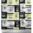 thumbnail image 1 of Soimoi Blue Cotton Poplin Fabric Caramel & Americano Coffee Beverages Print Sewing Fabric Yard 56 Inch Wide, 1 of 1