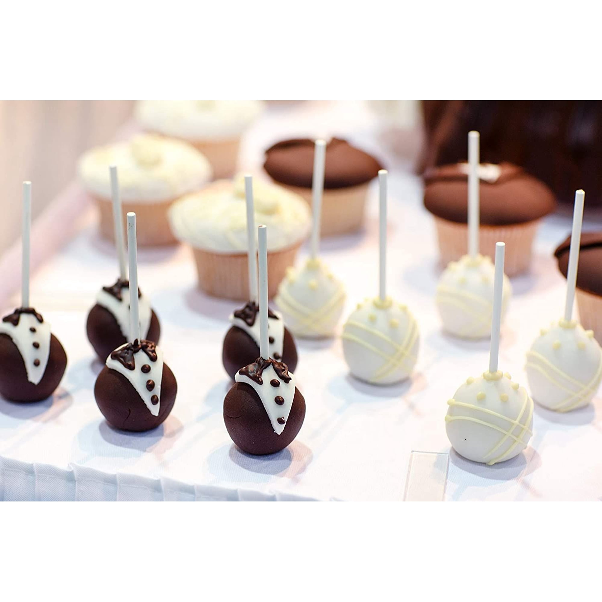 300 Stück Cake Pop Stäbchen 10,2 Cm Weiß - Papier-Lutscherstäbchen Für Kekse, Schokolade & Deko