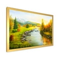 thumbnail image 2 of Designart 'Autumn Landscape With Forest River and Mountains' Lake House Framed Art Print, 2 of 4