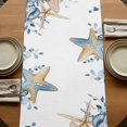 thumbnail image 5 of Table Runners 108 Inches Long Dress Scarves, Blue Eucalyptus Coastal Farmhouse Coffee/Dining/Kitchen Table Runner for Living Room, Beach Starfish Shell Nautical 13x108 Inch, 5 of 9