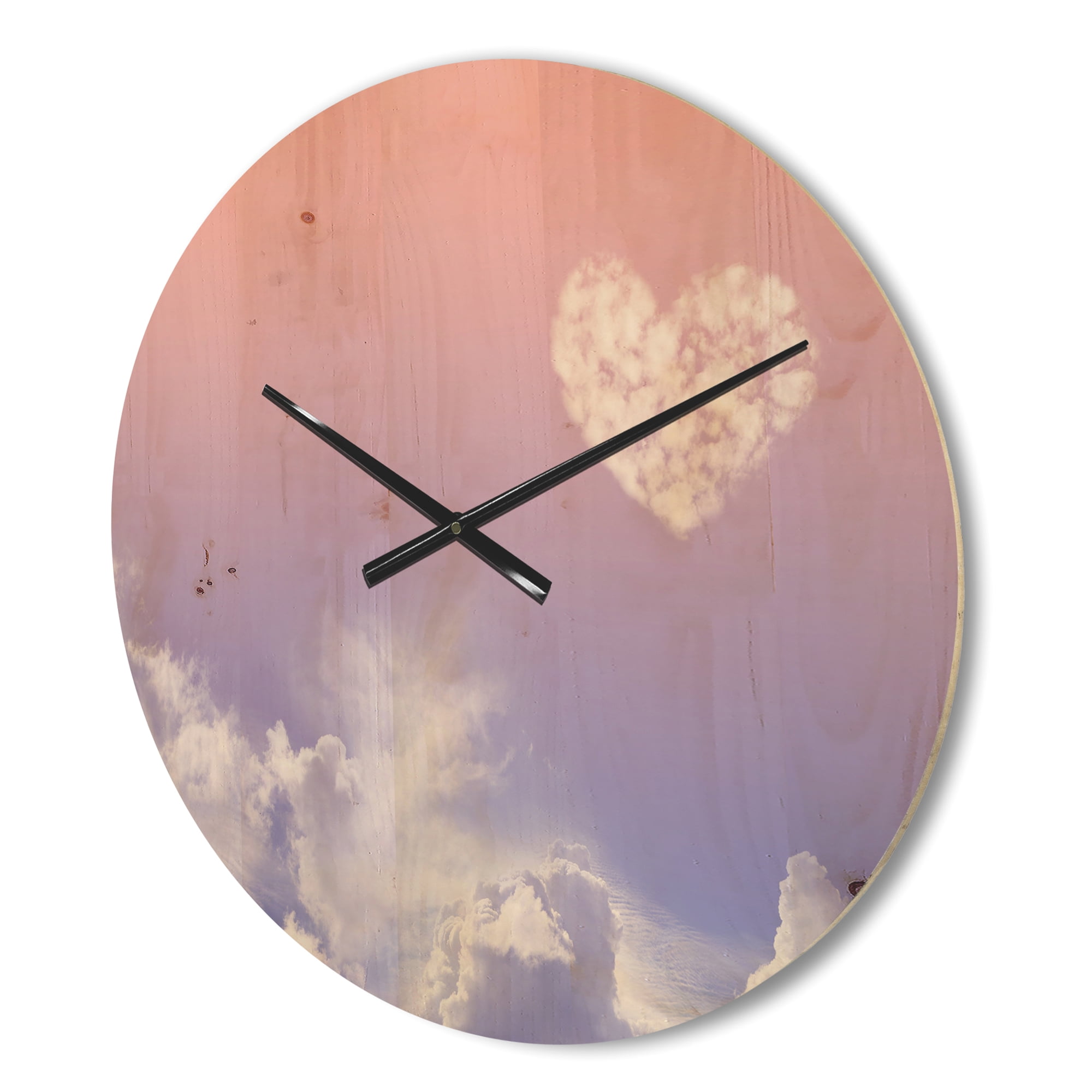 Designart 'Love is in the Air Cloud Heart' Modern Wood Wall Clock