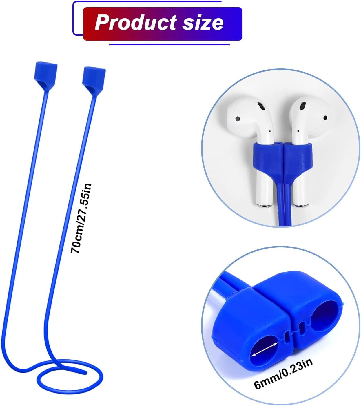 3pcs AntiLost Straps, Sport Earbud Lanyard Cord Soft Silicone