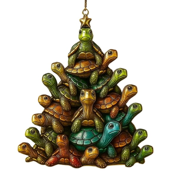 chaungfeng Sea Turtle Ornament, 2D Flat Christmas Hanging Decor, for Tree Decoration, Sea Theme, Holiday Gift, 2.83x3.15 Inch
