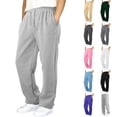 thumbnail image 2 of Boys School Uniform Pants,Boys Baggy Sweatpants With Pockets Straight Leg Elastic Waist Open Bottom Sweat Pant Back To School Uniform Pants Brown 01 170, 2 of 7