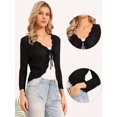 thumbnail image 2 of DARING DIVA Women's Crochet Bolero Shrug 3/4 Sleeve Cropped Cardigans Top S Black, 2 of 6