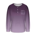 thumbnail image 5 of successthop Womens V Neck Shirts Long Sleeve Tunic Tops Button Pullover T Shirts Print Casual Clothes Purple 2XL, 5 of 7