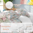 thumbnail image 2 of 3 Piece Green Blue Pink Botanical Duvet Cover Set Full Size, Microfiber Comforter/Quilt Cover with Corner Ties and 2 Pillowcases, Spring Floral Vintage All Season Soft Bedding with Zipper Closure, 2 of 8