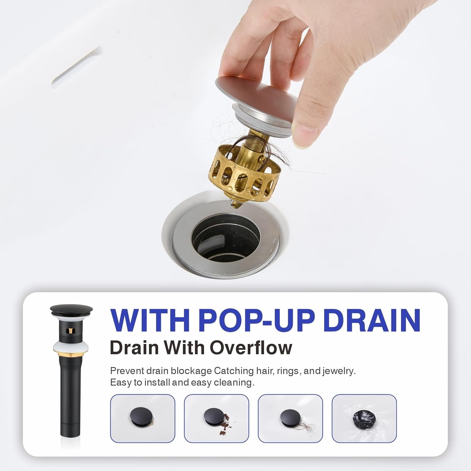 Bathroom Faucet with Pull Down Sprayer 3 Holes, Matte Black 4 inch 2 Handles Centerset Laundry Bar Basin Pull Out Bathroom Sink Faucet with Pop-Up Drain