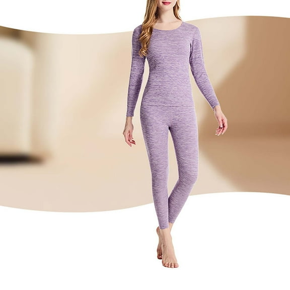 Thermal Underwear Set for Women Fleeces Lined Bottom Long Johns Base Layer Top Soft Comfy Winter Warm 2 Piece Outfits