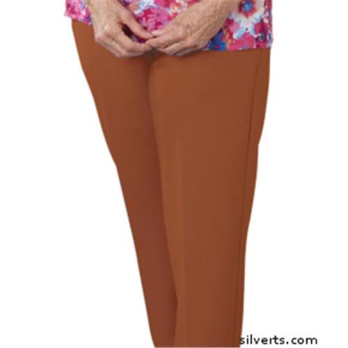 Silverts 131000608 Petite Pants Elastic Waist Pull On Pants For Women - Two Pocket Pants - 20 P, Cognac